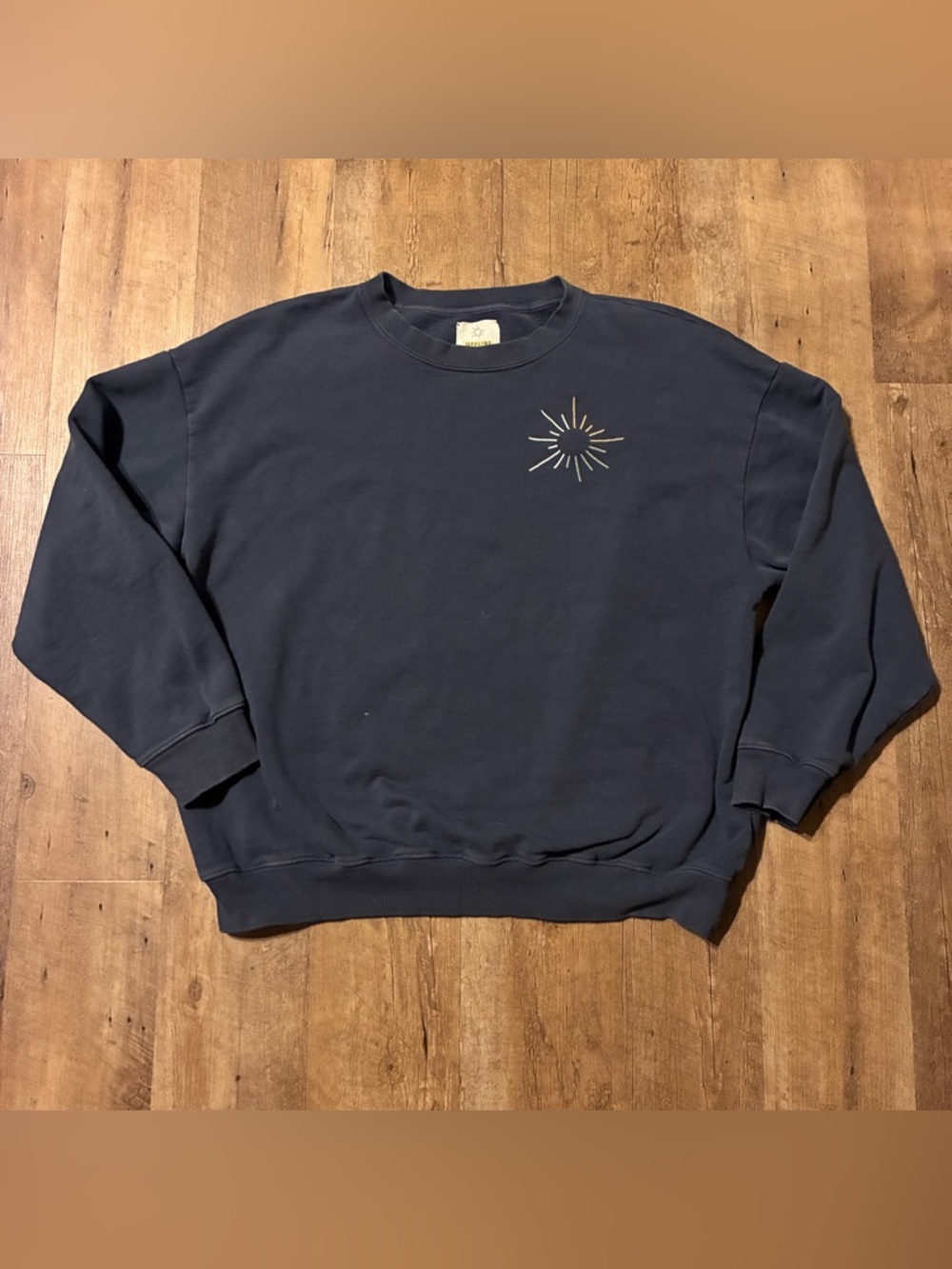 OFFLINE by aerie Navy Crewneck Sweatshirt with Sunburst Graphic
